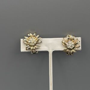 Gold and Silver Floral Earrings with Rhinestones JP340 2/10